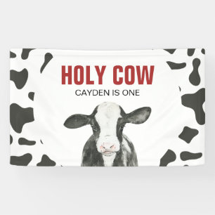 Heilige Koe Ik Ben Eén Koeienprint Verjaardag Spandoek