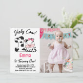 Heilige Koe Ik ben één meisje 1e verjaardag foto Kaart (Staand voorkant)