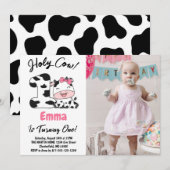 Heilige Koe Ik ben één meisje 1e verjaardag foto Kaart (Voorkant / Achterkant)