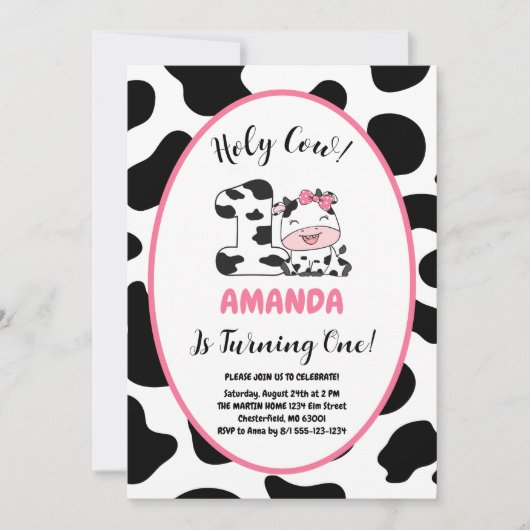 Heilige Koe Ik Ben Een Meisje 1e Verjaardagsfeest  Kaart (Voorkant)