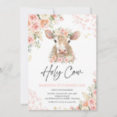 Heilige Koe Ik ben een roze Floral Boerderij Birth Kaart (Voorkant)