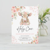 Heilige Koe Ik ben een roze Floral Boerderij Birth Kaart (Staand voorkant)