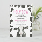 Heilige Koe Ik Ben Eén Roze Geruite Verjaardag Kaart (Staand voorkant)