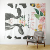 Heilige Koe Ik ben Eén Roze Gingham Bloemige Verja Wandkleed (In Situ (horizontaal))