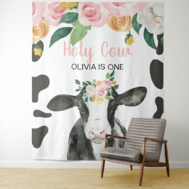 Heilige Koe Ik Ben Eén Roze Gingham Bloemige Verja Wandkleed