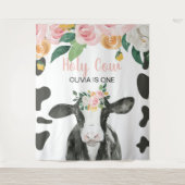 Heilige Koe Ik ben Eén Roze Gingham Bloemige Verja Wandkleed (Voorkant)