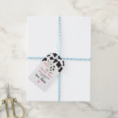 Heilige Koe Ik ben een roze Gingham Daisy Birthday Cadeaulabel (Met Touw)