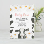 Heilige Koe Ik ben een roze Gingham Daisy Birthday Kaart (Staand voorkant)