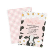 Heilige Koe Ik ben een roze Gingham Daisy Birthday