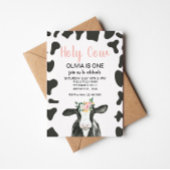 Heilige Koe Ik ben een roze Gingham florale Birthd Kaart