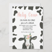 Heilige Koe Ik ben een roze Gingham florale Birthd Kaart (Voorkant)