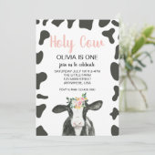 Heilige Koe Ik ben een roze Gingham florale Birthd Kaart (Staand voorkant)