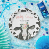 Heilige Koe Ik ben een roze Gingham florale Birthd Papieren Bordje (Feest)