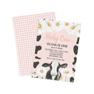 Heilige Koe Ik ben Eén Roze Gingham Madeliefje Ver Kaart