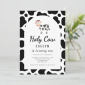 Heilige Koe, ik ben een roze meisje 1e verjaardag Kaart (Staand voorkant)