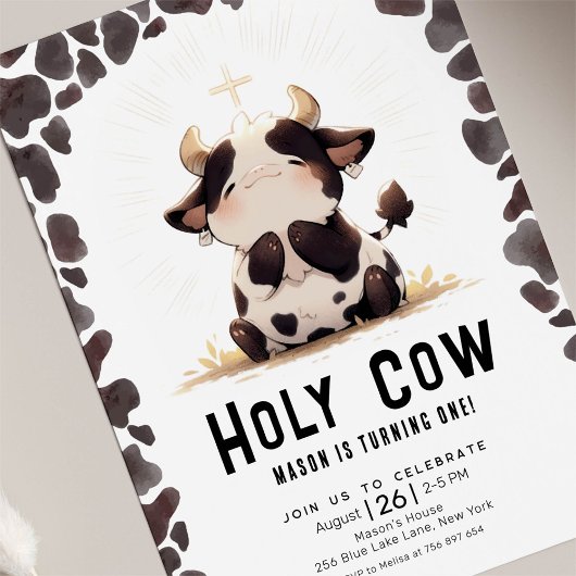 Heilige koe Ik ben één verjaardagsuitnodiging Kaart
