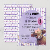 Heilige Koe Ik Ben Een Waterverf Paarse Strik Uitn Briefkaart (Voorkant / Achterkant)