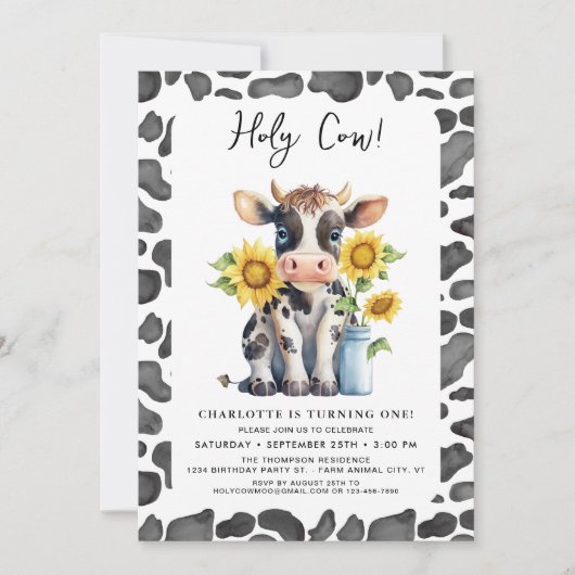 Heilige Koe Ik ben een zonnebloemen Boerderij 1e v Kaart (Voorkant)