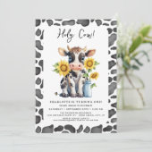 Heilige Koe Ik ben een zonnebloemen Boerderij 1e v Kaart (Staand voorkant)