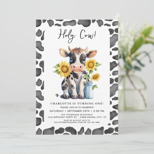 Heilige Koe Ik ben een zonnebloemen Boerderij 1e v Kaart (Staand voorkant)