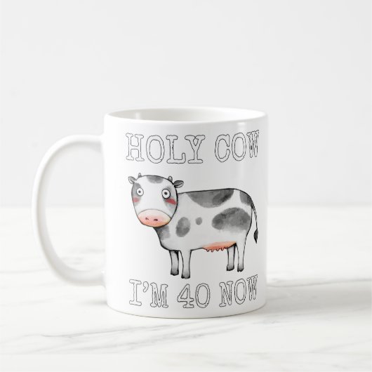 Heilige Koe Ik ben nu 40 grappige 40ste verjaardag Koffiemok (Links)