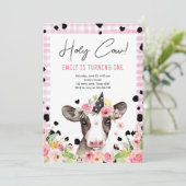 Heilige Koe Ik ben 'One Girl Farm Animals Birthday Kaart (Staand voorkant)