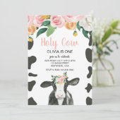 Heilige Koe Ik ben One Pink Gingham floral Birthda Kaart (Staand voorkant)