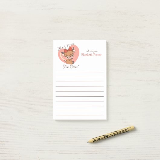 Heilige Koe Ik ben Schattige, Koe op Hart, Kinder  Post-it® Notes (Op bureau)
