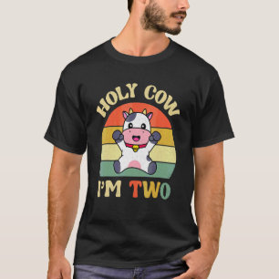 Heilige Koe Ik ben twee Cute  Boerderij Dierthema  T-shirt