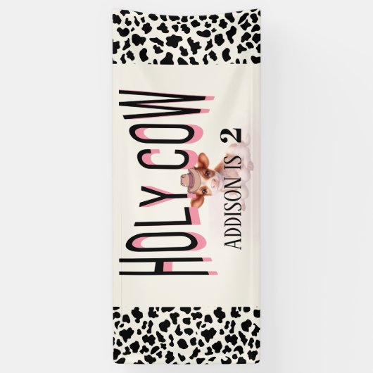 Heilige Koe Ik ben Twee Koeien Print Verjaardag Ba Spandoek (Verticaal)