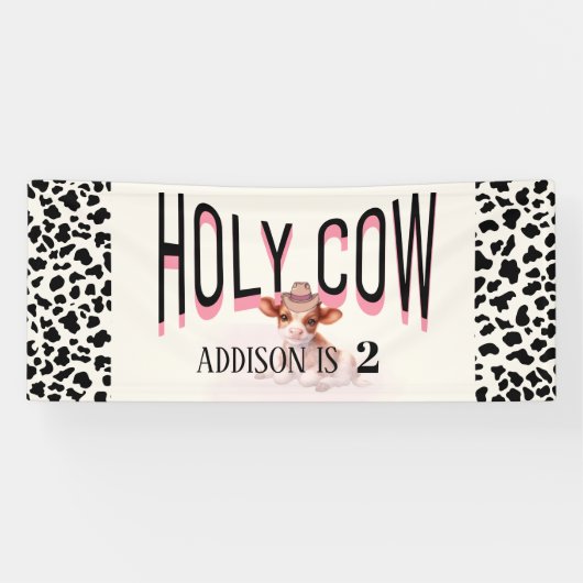 Heilige Koe Ik ben Twee Koeien Print Verjaardag Ba Spandoek (Horizontaal)