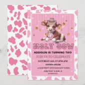 Heilige Koe, ik ben twee roze coquette verjaardags Kaart (Voorkant / Achterkant)