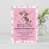 Heilige Koe, ik ben twee roze coquette verjaardags Kaart (Staand voorkant)