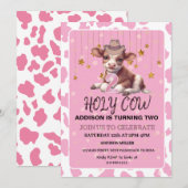 Heilige Koe, ik ben twee roze coquette verjaardags Kaart (Voorkant / Achterkant)