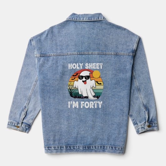 Heilige Koe Ik Ben Veertig | Grappige 40e Verjaard Denim Jacket (Achterkant)