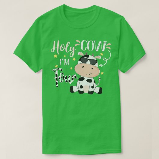 Heilige Koe Ik ben vier Koe Boerderij Theme Dag vi T-shirt (Design voorkant)
