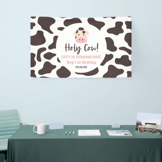 Heilige Koe, ik draai er een! 1e eerste verjaardag Spandoek (Beurs)