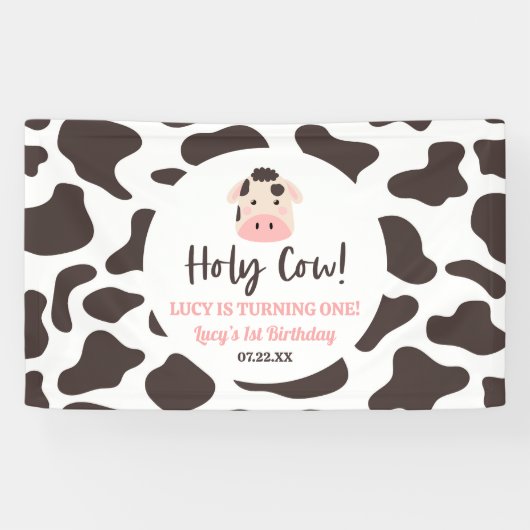 Heilige Koe, ik draai er een! 1e eerste verjaardag Spandoek (Horizontaal)