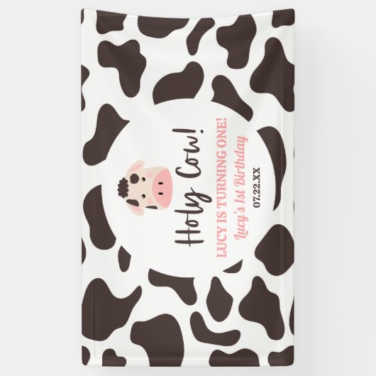 Heilige Koe, ik draai er een! 1e eerste verjaardag Spandoek (Verticaal)