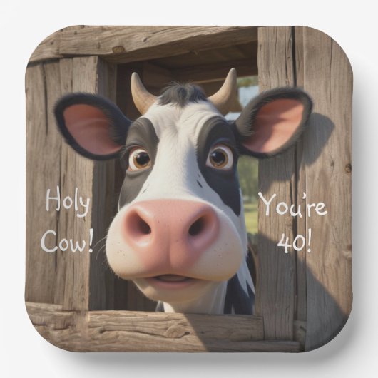 Heilige Koe Je bent 40 Papieren Bordje (Voorkant)