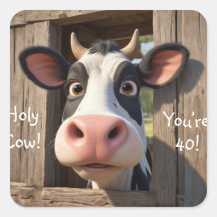 Heilige Koe Je bent 40 Vierkante Sticker