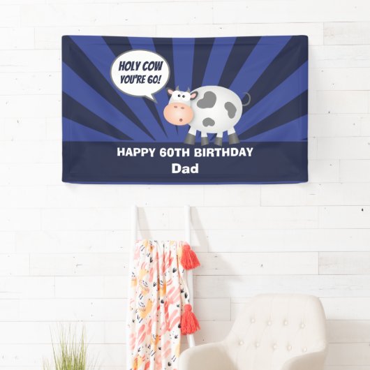 Heilige Koe Je bent 60 Funny Cute Happy 60th Birth Spandoek (Insitu)