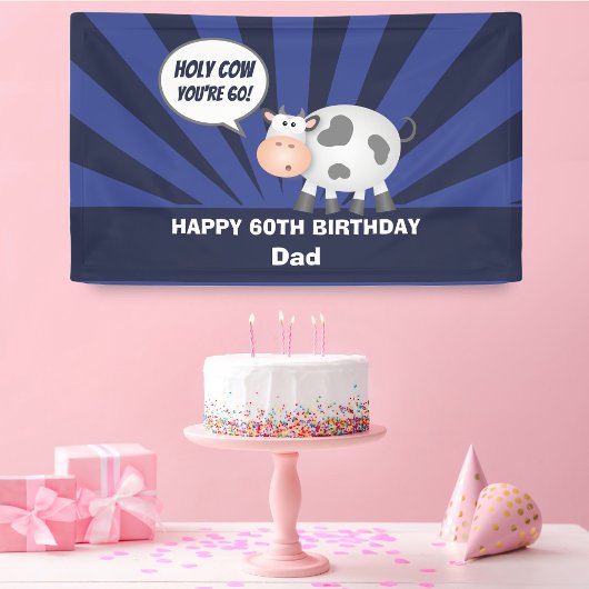 Heilige Koe Je bent 60 Funny Cute Happy 60th Birth Spandoek