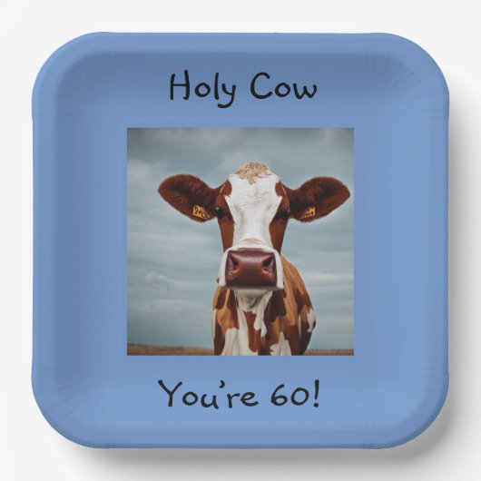 Heilige Koe Je bent 60 Papieren Bordje (Voorkant)