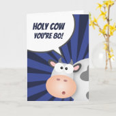 Heilige Koe Je bent 80 Funny Cute Happy 80th Birth Kaart (Gele Bloem)