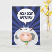 Heilige Koe Je bent 90 Funny Cute Happy 90th Birth Kaart (Gele Bloem)