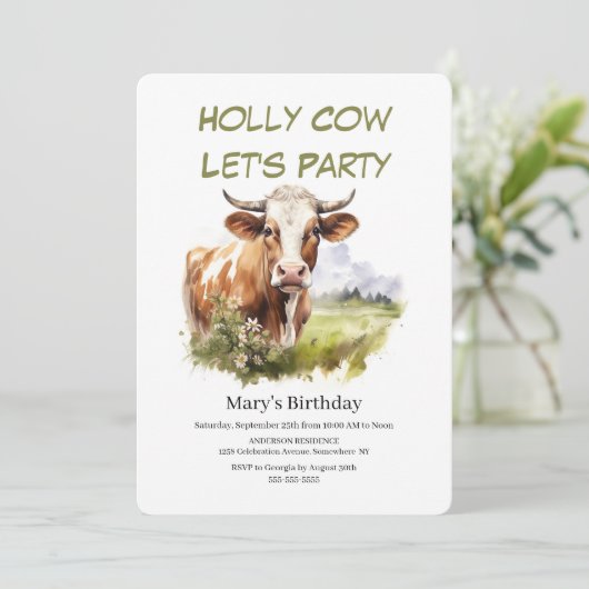 Heilige Koe! Je bent uitgenodigd voor een Moo-velo Kaart (Staand voorkant)
