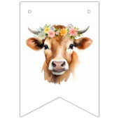 Heilige Koe Jersey Koe Bloemen Meisje Verjaardag Vlaggetjes (Eerste vlag)