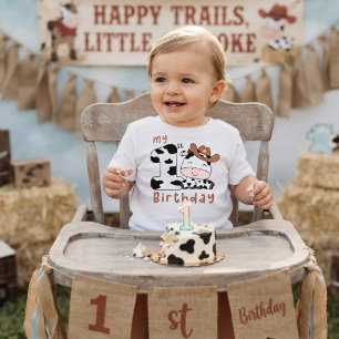 Heilige Koe Jongen 1e Verjaardag Feest Baby T-Shir