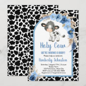 Heilige Koe jongen baby shower blauw boho boerderi Kaart (Voorkant / Achterkant)